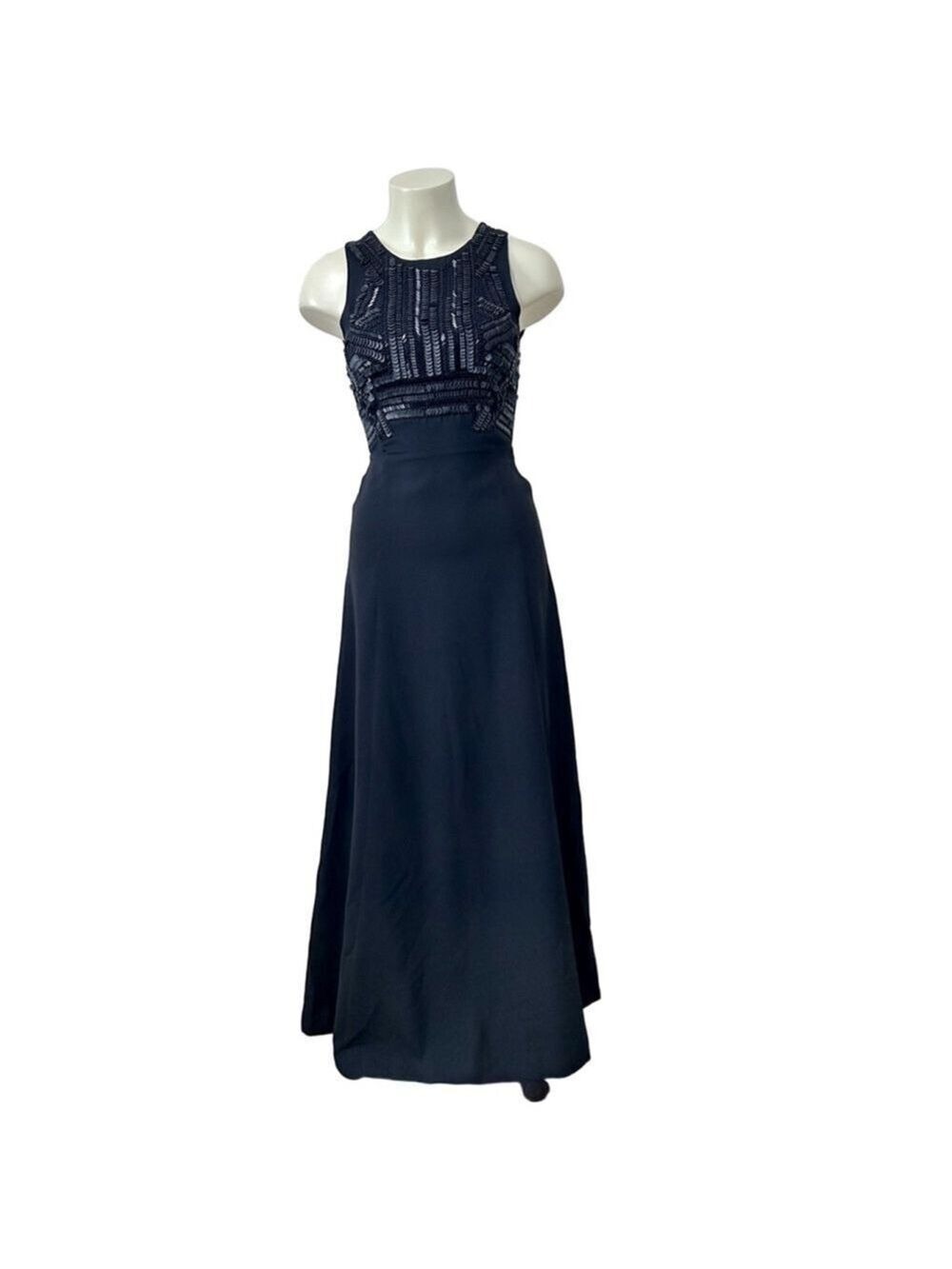 H&M Black Beaded Sequin Embellished Sleeveless Maxi Dress Size 4